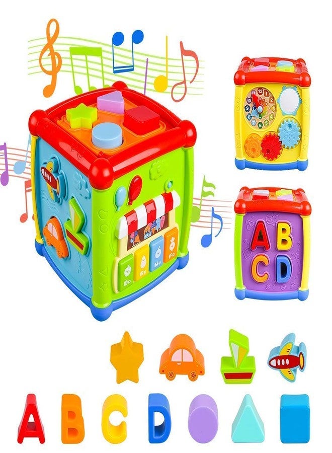Cable World Baby Toddler Activity Center Musical Activity Cube Play Learning Center Toy Interactive Educational Activity House Multi-Functions with Lights Sounds (Small 6 in 1 Cube) - Image 1