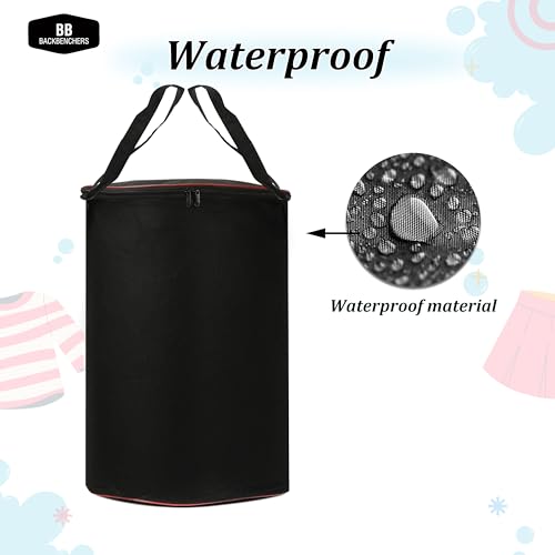 BB BACKBENCHERS Heavy Duty Laundry Basket | Large Round Collapsible Storage Hamper | for Blankets, Toys & Laundry | Foldable Home Organizer for Dorm, Apartment | Black - Image 2