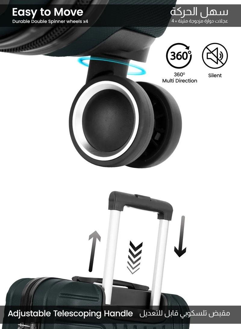 بارا جون حقيبة سفر بعجلات كبيرة  بوصة من مادة  خفيفة الوزن صلبة ومتينة بلون أخضر عسكري