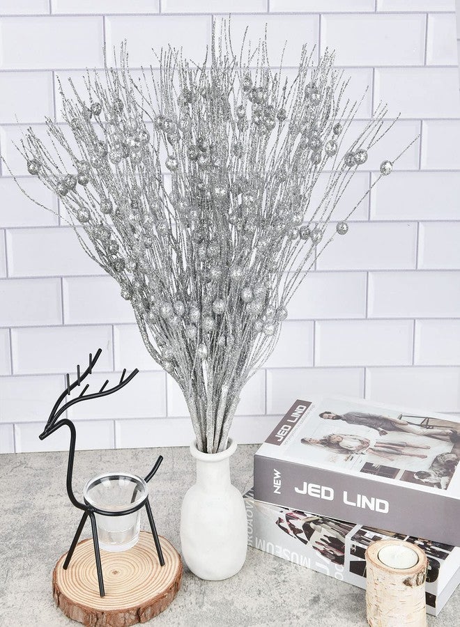 Lvydec 22pcs Christmas Glitter Berries Stems Clearance, 17" Artificial Christmas Picks for Christmas Tree Ornaments, DIY Xmas Wreath, Crafts, Holiday and Home Decor (Silver) - Image 5