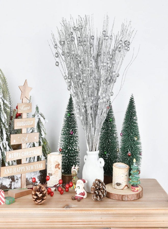 Lvydec 22pcs Christmas Glitter Berries Stems Clearance, 17" Artificial Christmas Picks for Christmas Tree Ornaments, DIY Xmas Wreath, Crafts, Holiday and Home Decor (Silver) - Image 4