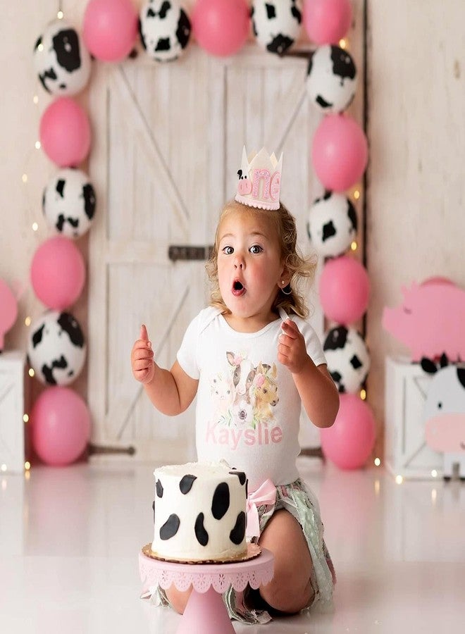 Agkvw Cowgirl 1st Birthday Crown for Girls - Farm Party Decorations, Western Hat, Holy Cow I Am One Decor, Pink - Image 4