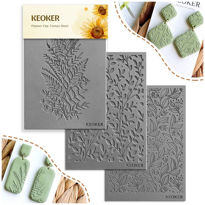Keoker Polymer Clay Texture Sheets Clay Texture Mat for Making Earrings Jewerly Polymer Clay Earrings Tools No 78