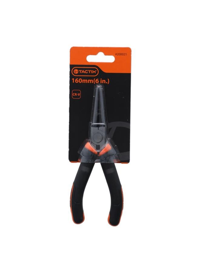 Tactix Chrome-Vanadium Steel Round Nose Plier Black and Orange 6inch 200021