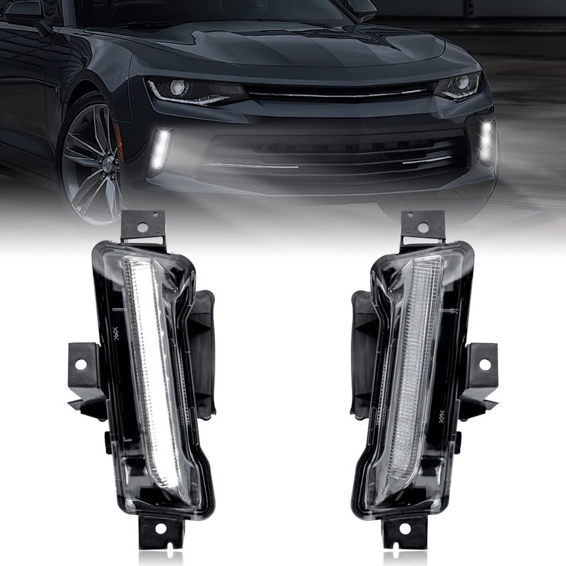 مصابيح الضباب LED DRL من KEWISAUTO لسيارة كامارو 1622 مجموعة مصابيح التشغيل النهارية الأمامية بدون وظيفة إشارة الانعطاف لسيارة كامارو LT 2016 LS RS LT ZL1 2017 2018 ZL1 2019-2022 2PCS