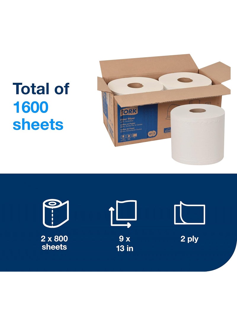 Tork Tork Paper Wiper Centerfeed White W1W2 Multipurpose 2 x 800 Sheets130211B  - Image 2