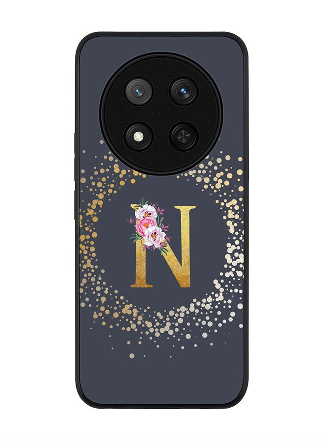 Stylizedd For Honor X9c / Honor Magic7 Lite 5G Case,Slim fit Camera Protection, Shockproof Thin Phone cover  - Custom Monogram Floral - N  (Grey ) - Image 1