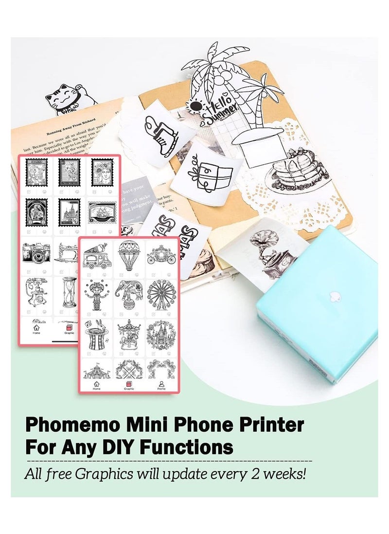 phomemo Portable Printer Phomemo M02 Pocket Printer- Mini Bluetooth Wireless Portable Mobile Printer Thermal Printer Compatible with iOS + Android for Learning Assistance, Study Notes, Journal, Fun, Work  - Image 2