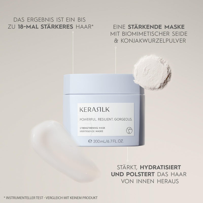 KERASILK Strengthening Mask | Deeply Conditions & Hydrates | Strenghthens Hair & Prevents Breakage | For Fine, Limp, Weak Hair | 200ml - Image 1