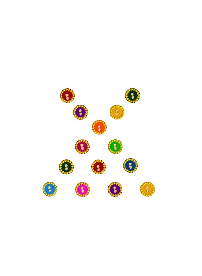 Comet Busters Bindiful Multicolor Bindis with Gold Beads Border and Stone (5 mm) (BFO111) - Image 3