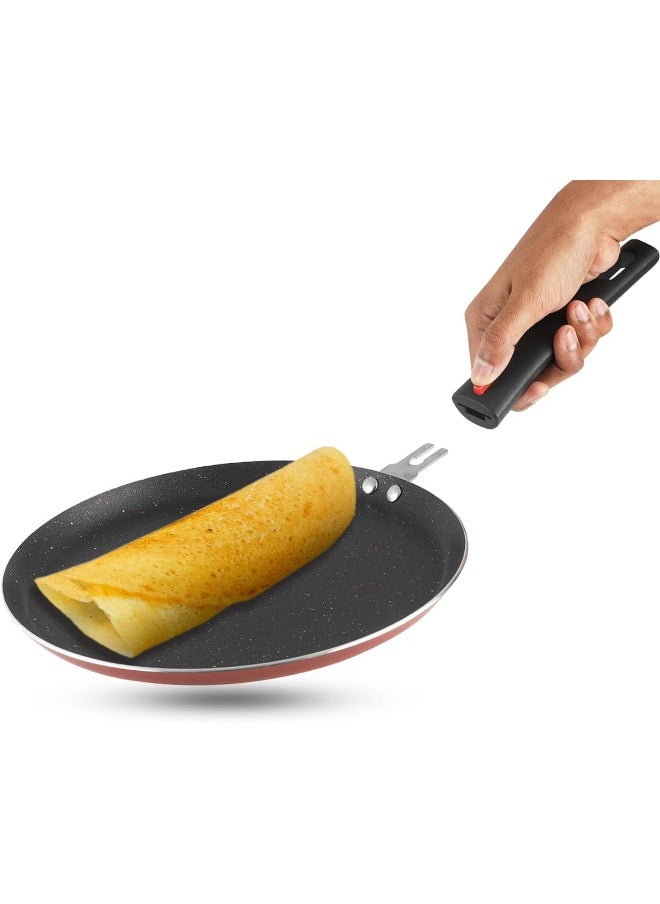 VINOD Popular Non Stick Dosa/Egg/Pancake/Crepe Tawa 28cm with Sturdy Riveted Bakelite Handle  - Image 3
