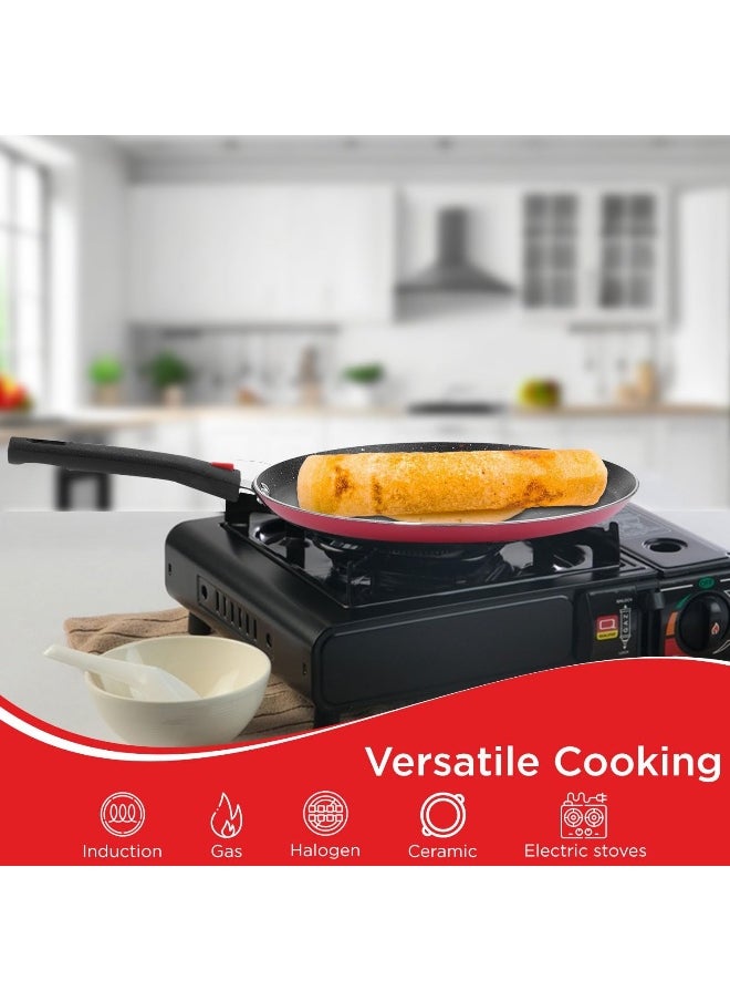 VINOD Popular Non Stick Dosa/Egg/Pancake/Crepe Tawa 28cm with Sturdy Riveted Bakelite Handle  - Image 4