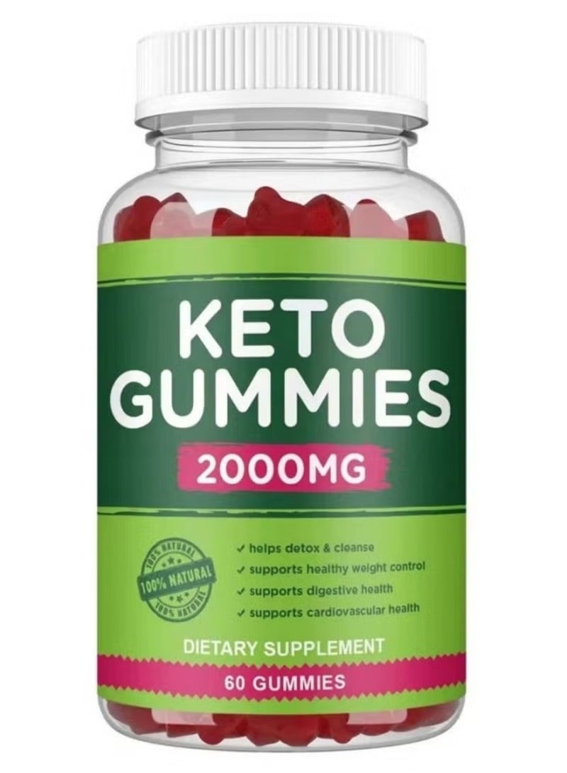 كيتو خل التفاح وعلكة الكيتو 60 علكة 2000 مجم، فقدان الوزن يعزز الوزن، وينظم الوظيفة البدنية والصحة، ويعزز الذاكرة، علكات بروبيوتيك - Image 1