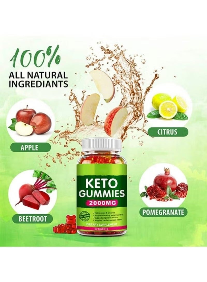 كيتو خل التفاح وعلكة الكيتو 60 علكة 2000 مجم، فقدان الوزن يعزز الوزن، وينظم الوظيفة البدنية والصحة، ويعزز الذاكرة، علكات بروبيوتيك - Image 4
