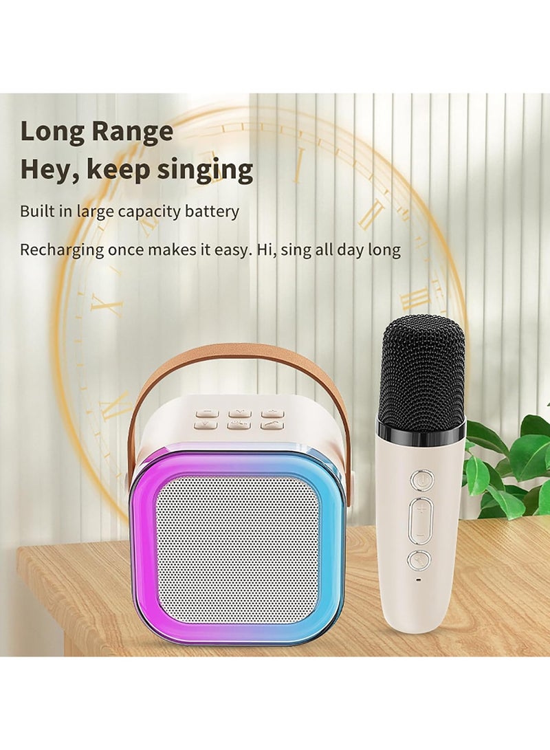 هامزون جهاز كاريوكي محمول مزود بمكبر صوت بلوتوث مع 2 ميكروفون لاسلكي، وإضاءة حفلات LED، ونظام كاريوكي صغير للأطفال والكبار، هدية عيد ميلاد مثالية للأولاد والبنات، وغناء عائلي ومرح - Image 2