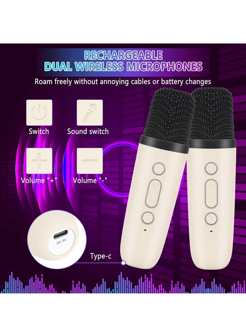 هامزون جهاز كاريوكي محمول مزود بمكبر صوت بلوتوث مع 2 ميكروفون لاسلكي، وإضاءة حفلات LED، ونظام كاريوكي صغير للأطفال والكبار، هدية عيد ميلاد مثالية للأولاد والبنات، وغناء عائلي ومرح - Image 4