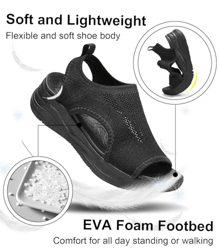 GoodValue Womens Comfortable Orthopedic Sandals Arch Support Ladies Walking Sport Athletic Sandals Open Toe Slip On Plantar Fasciitis Platform Dress Sandal 2 Inches Heel - Image 3