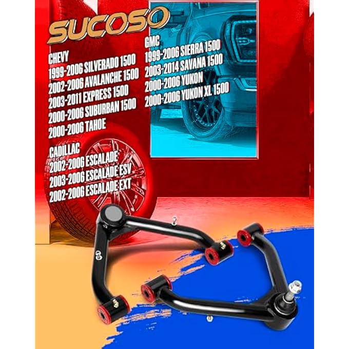 ريحني أذرع تحكم علوية أمامية بقياس 24 بوصة لذراع تحكم أمامي قابل للتعديل بحجم 19992006 شيفروليه سيلفرادو 1500 بوزن 24 رفع، مصنوع من أنابيب فولاذية مع مفاصل كروية تتناسب 19992006 جي إم سي سييرا 1500 - Image 3