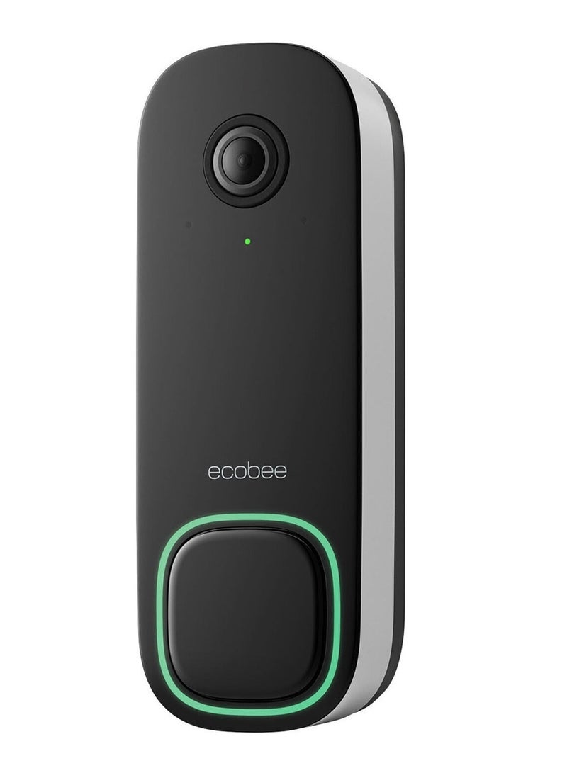 Ecobee Smart Doorbell Camera, Wired - 5MP Sensor, 8x Digital Zoom, f/2.2 Lens, Night Vision, Dual-Band Wi-Fi, Bluetooth LE, Black | Model: EB-CAMSDB-01 - Image 1