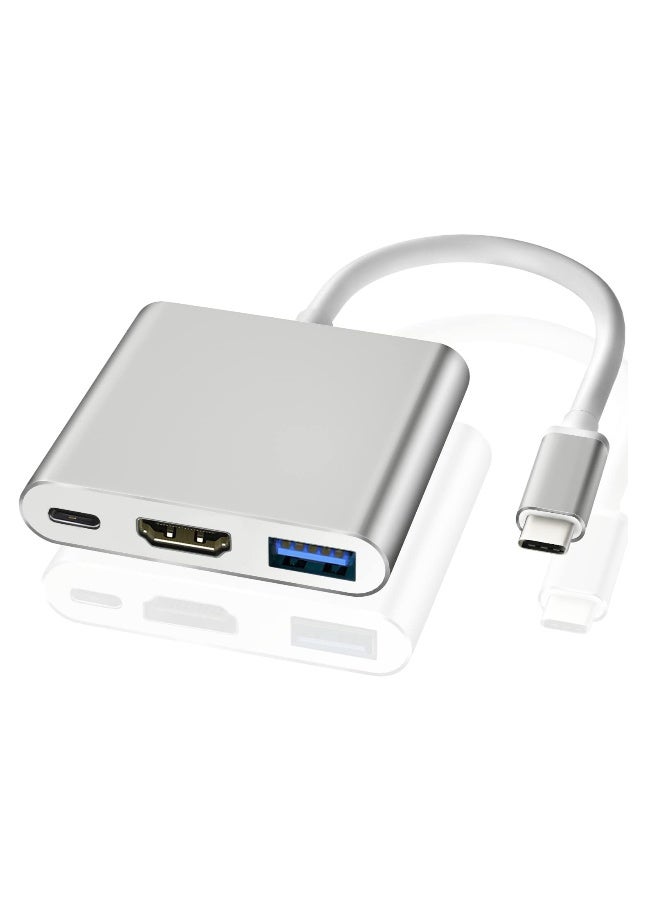محول USB C إلى HDMI، محول فيديو Type-C إلى HDMI بدقة 4K مع منفذ شحن سريع USB C ومنفذ USB 3.0، محول USB C لجهاز MacBook Pro / iPad Pro / Air 2021 2020، Galaxy S20، Dell XPS 13/15 - Image 1