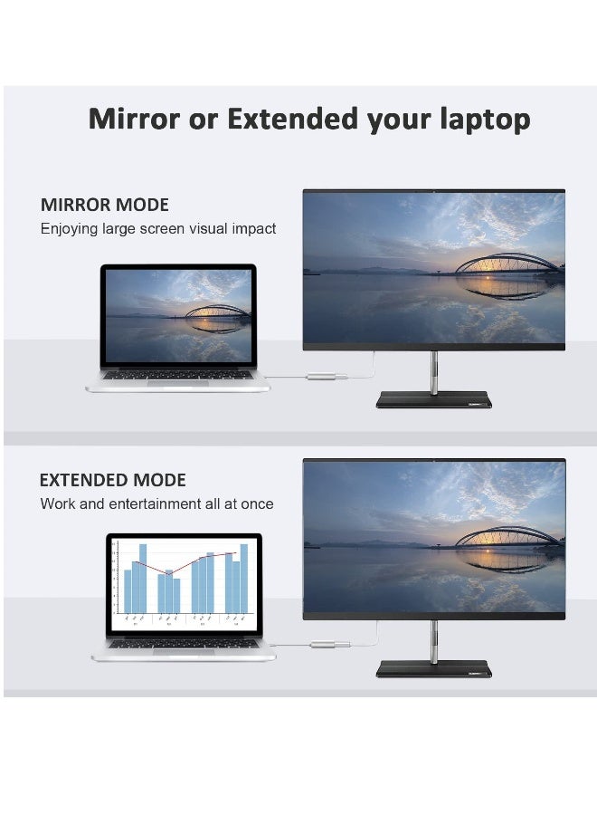 محول USB C إلى HDMI، محول فيديو Type-C إلى HDMI بدقة 4K مع منفذ شحن سريع USB C ومنفذ USB 3.0، محول USB C لجهاز MacBook Pro / iPad Pro / Air 2021 2020، Galaxy S20، Dell XPS 13/15 - Image 5