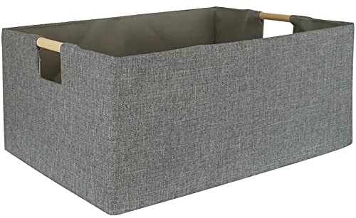 FUULOXE Storage Bin for Shelves Rectangle Closet Baskets Foldable Box with Handles Gray Shelf Baskets Toy Boxes for Home Office Car Dormroom - Image 1