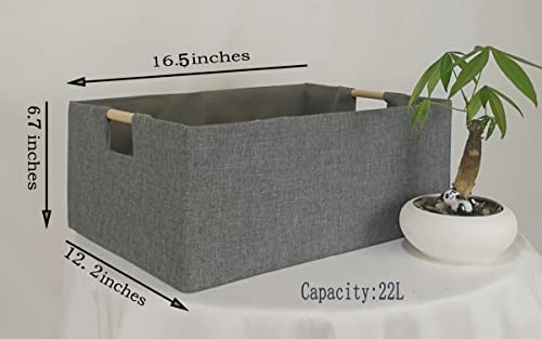 FUULOXE Storage Bin for Shelves Rectangle Closet Baskets Foldable Box with Handles Gray Shelf Baskets Toy Boxes for Home Office Car Dormroom - Image 2