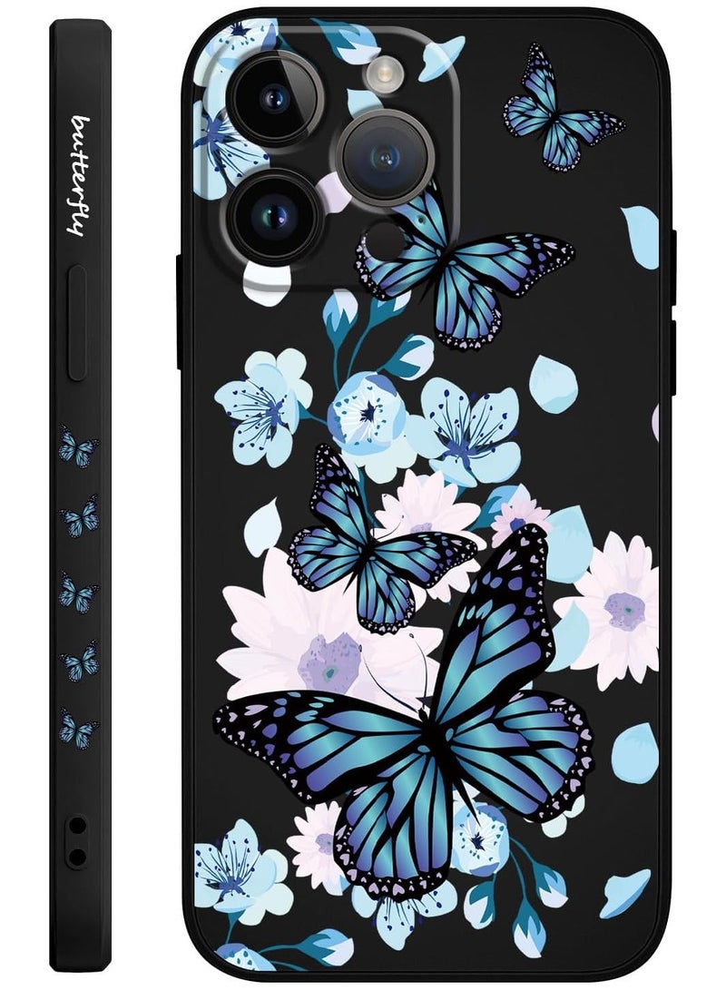for iPhone 16 Pro Case Anti Scratch Microfiber Lining Phone Cover Silicone Ultra Slim Case for iPhone 16 Pro 6.3 inch-Aurora Butterfly Black - Image 1