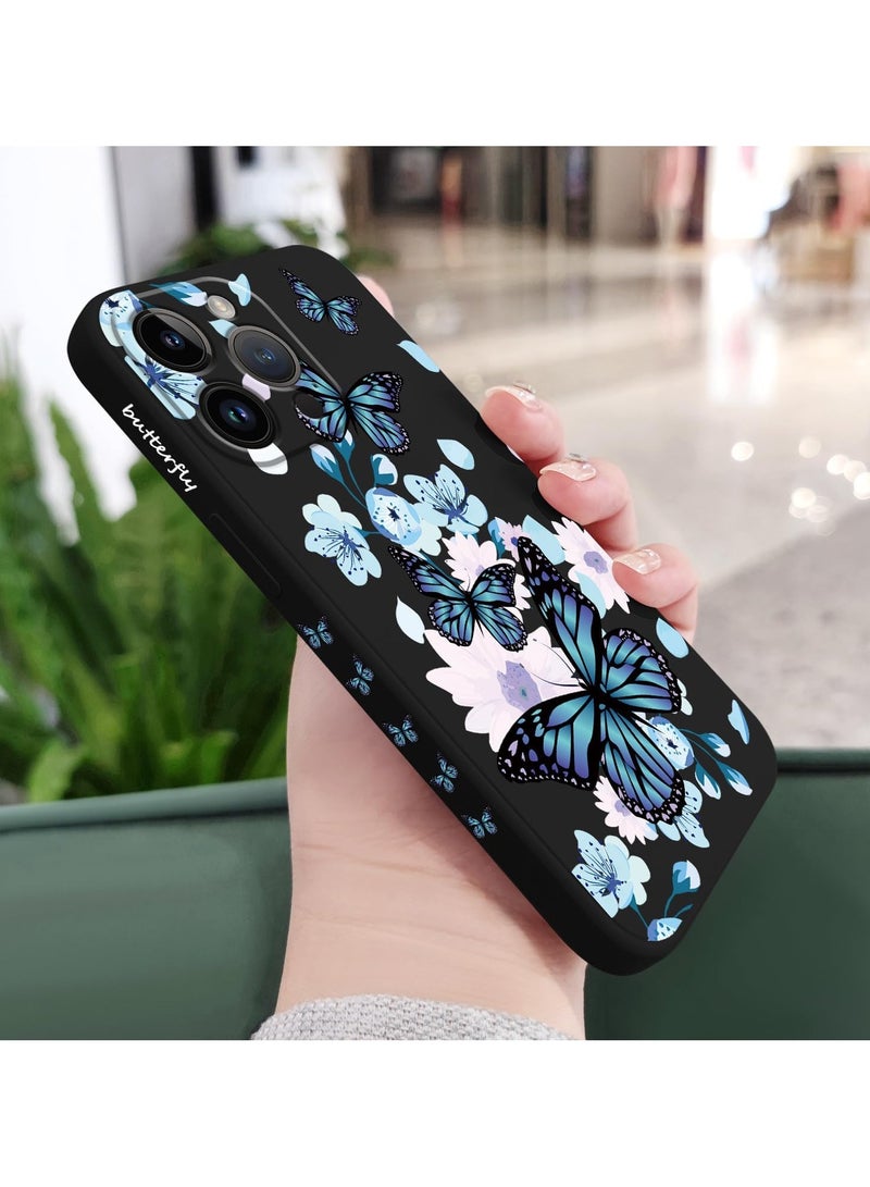 for iPhone 16 Pro Case Anti Scratch Microfiber Lining Phone Cover Silicone Ultra Slim Case for iPhone 16 Pro 6.3 inch-Aurora Butterfly Black - Image 4