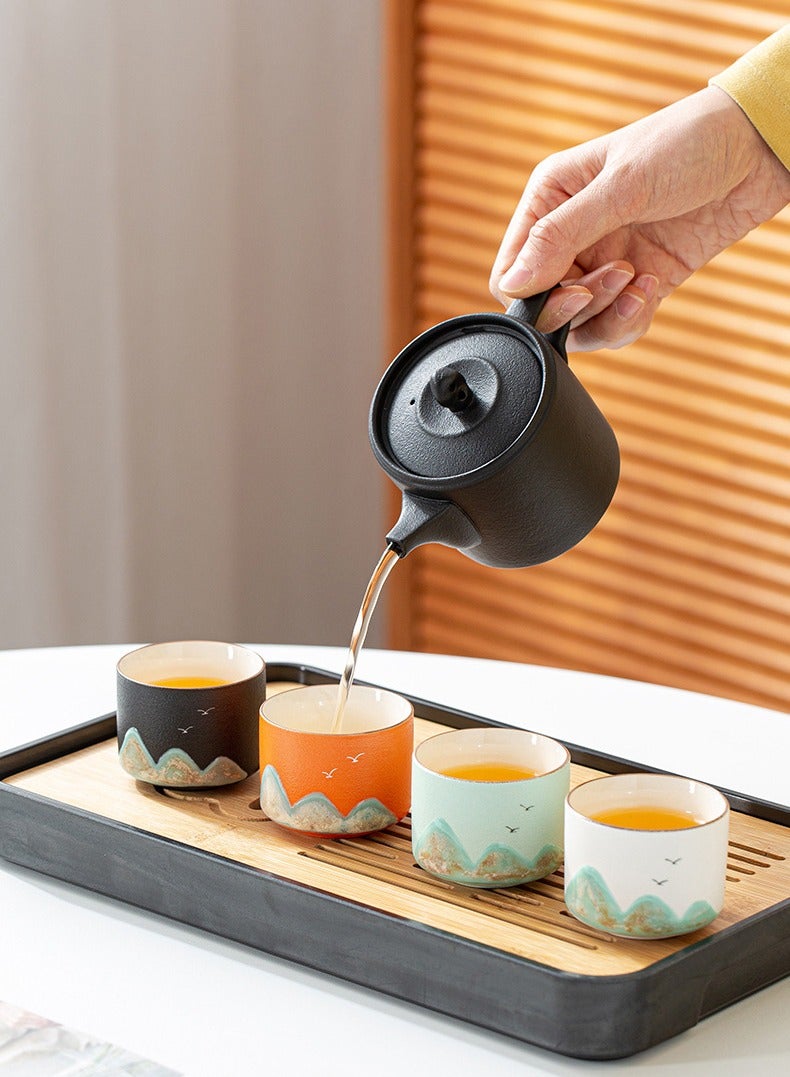 4-Piece Ceramic Cup Espresso Cups With Gift Box Elegant Coffee Cups Arabic Mug with Nature Scenery Tea Cup Set Small Size Coffee Mug Drinking Cup Set  - Image 2