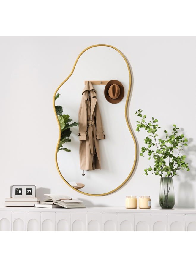 Hasipu Irregular Wall Mirror - 20"x35" Gold Irregular Abstract Mirror for Wall Asymmetrica Wall Mirrors Decorative Modern Mirror for Living Room Bathroom,Bedroom,Hallway - Image 1