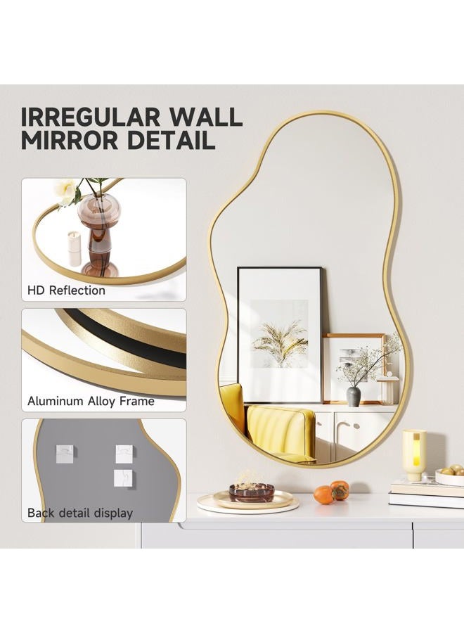Hasipu Irregular Wall Mirror - 20"x35" Gold Irregular Abstract Mirror for Wall Asymmetrica Wall Mirrors Decorative Modern Mirror for Living Room Bathroom,Bedroom,Hallway - Image 2