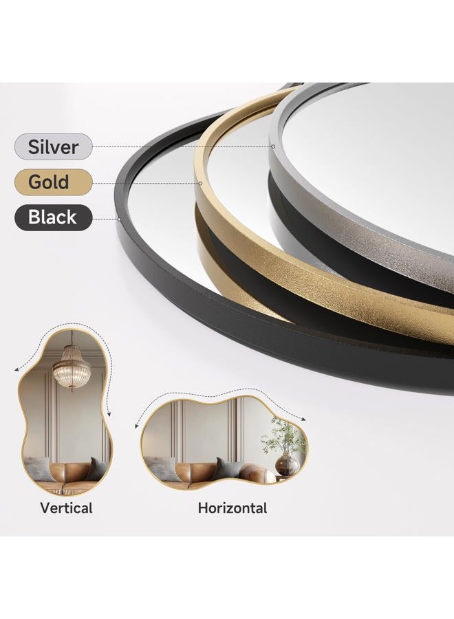 Hasipu Irregular Wall Mirror - 20"x35" Gold Irregular Abstract Mirror for Wall Asymmetrica Wall Mirrors Decorative Modern Mirror for Living Room Bathroom,Bedroom,Hallway - Image 5