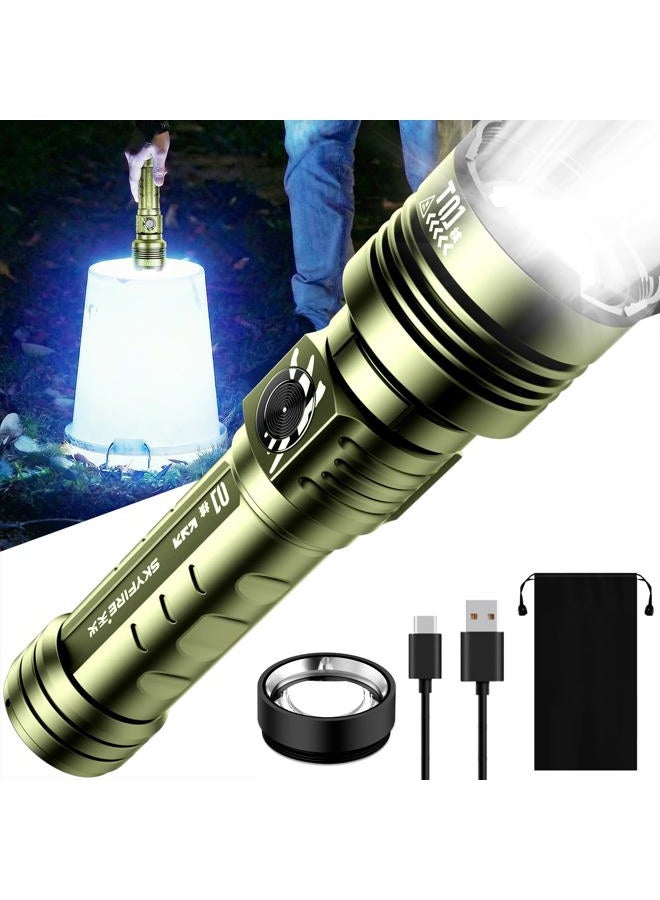 SkyFire Rechargeable Flashlights High Lumens: LED Super Bright Flashlight 3000lm Zoomable 5 Modes Tactical Waterproof 2*5000mAh Powerful Flash Light for Camping, Emergency, Gift (with Ignition Lens) - Image 1
