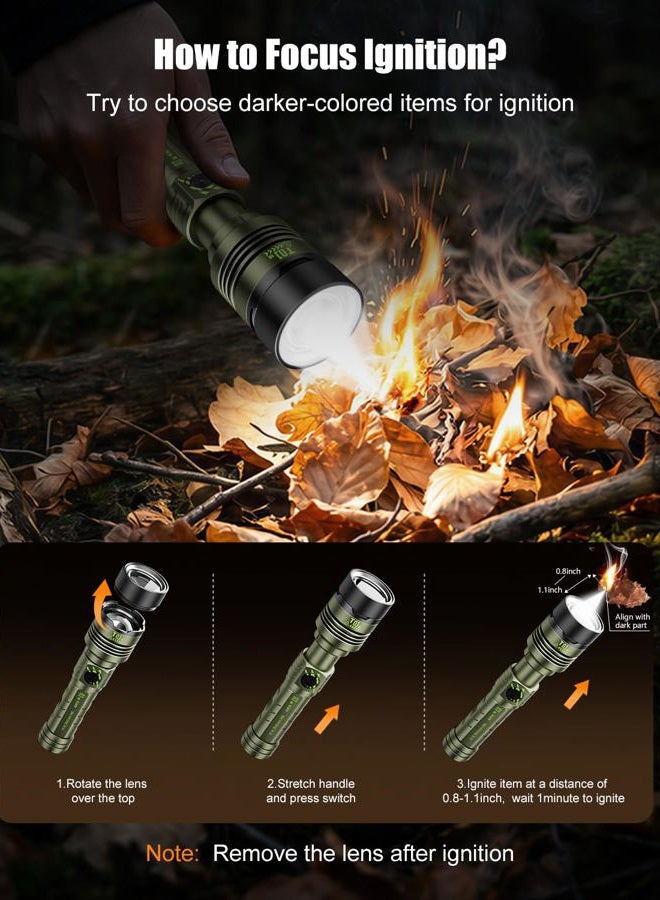 SkyFire Rechargeable Flashlights High Lumens: LED Super Bright Flashlight 3000lm Zoomable 5 Modes Tactical Waterproof 2*5000mAh Powerful Flash Light for Camping, Emergency, Gift (with Ignition Lens) - Image 5
