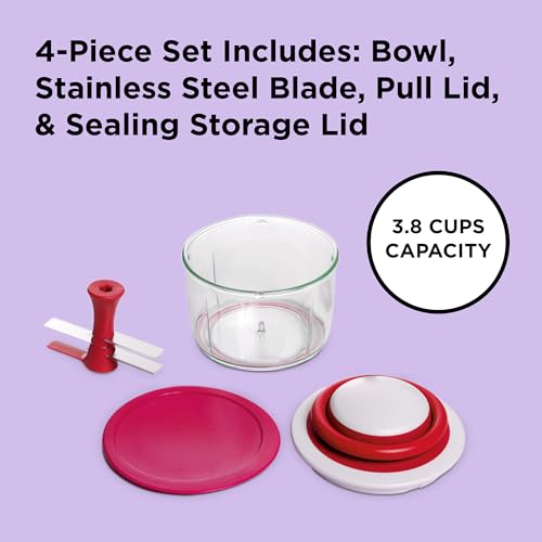 Chef'n 102-239-005 VeggiChop Hand-Powered Food Chopper, Set of 1, Cherry - Image 3