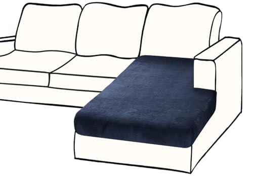 BT.WA Couch Cover 1 Piece Chaise Lounge Cover Velvet Sectional Couch Cushion Covers Separate L Shape Sofa Slipcovers Furniture Protector for Dogs Pets (Chaise or Sofa 3-Seater, Navy) - Image 1