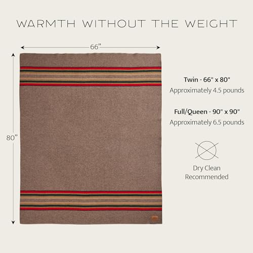 Pendleton Yakima Camp Blanket Full Queen 90" x 90" - Wool Cotton, Large, Dry Clean, Soft and Durable Throw for Home and Travel - Lake - Image 3