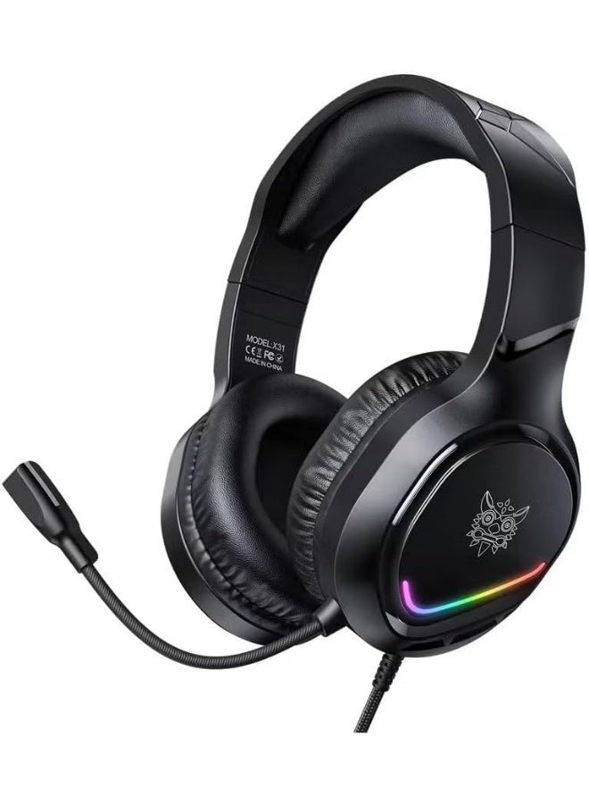 Onikuma X31 Wired Headset with RGB Lighting and Surround Sound for PC and Xbox Gaming - Image 1