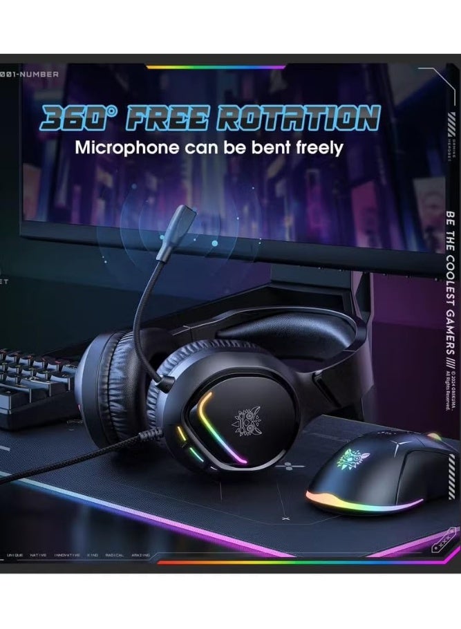 Onikuma X31 Wired Headset with RGB Lighting and Surround Sound for PC and Xbox Gaming - Image 5