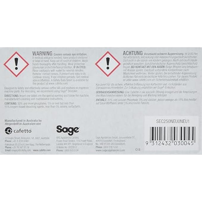 سيج أقراص تنظيف ماكينة الإسبريسو Sec250، عبوة من 8 أقراص، تزيل بقايا زيت القهوة، مناسبة لجميع الأجهزة - Image 3