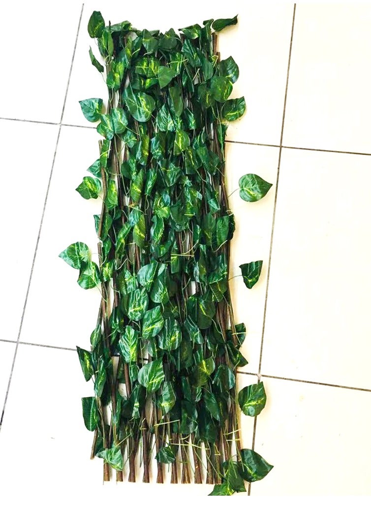 LINGWEI 2pcs Wooden Expendable Treelise Fence with Artificial Green Leaf 2pcs - Image 2