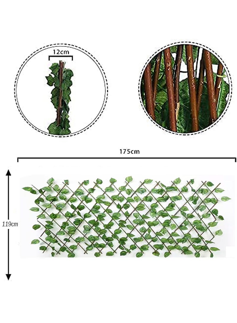 LINGWEI 2pcs Wooden Expendable Treelise Fence with Artificial Green Leaf 2pcs - Image 3