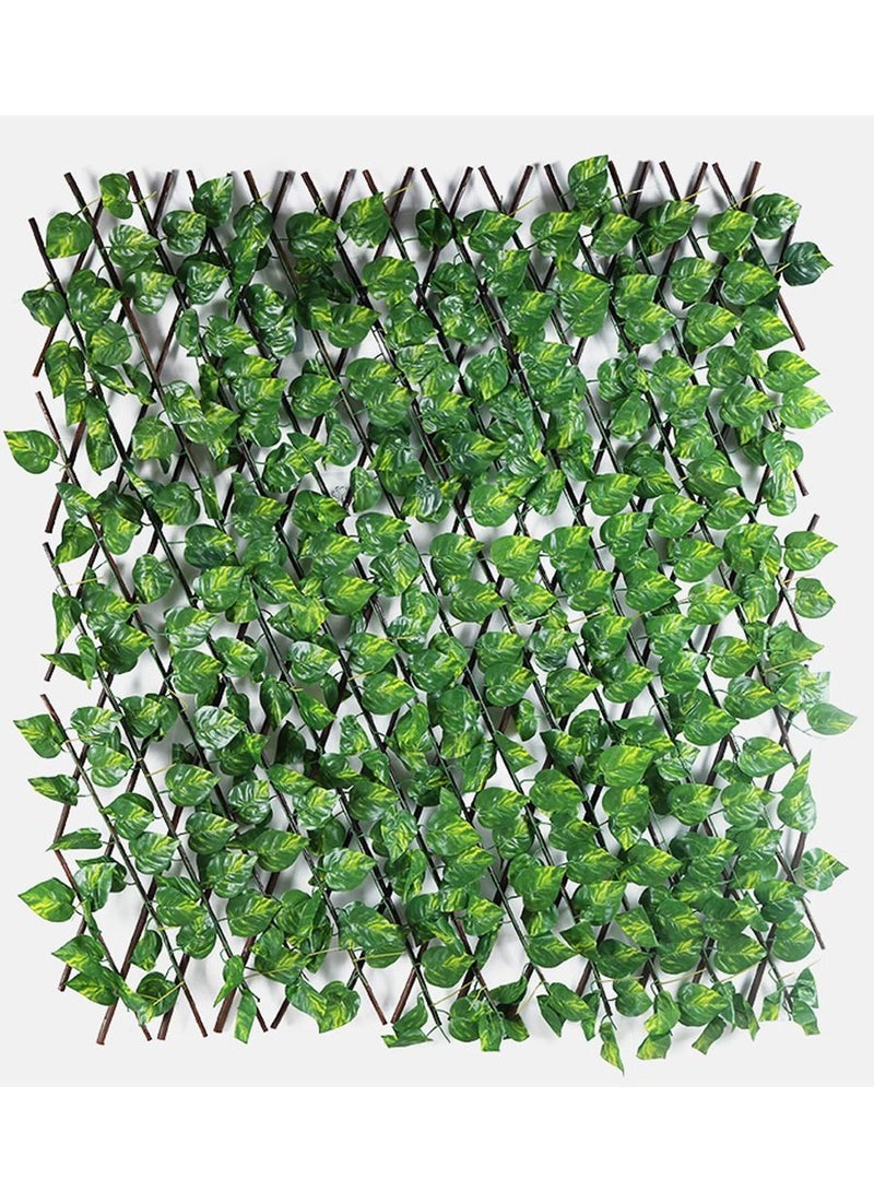 LINGWEI 2pcs Wooden Expendable Treelise Fence with Artificial Green Leaf 2pcs - Image 1