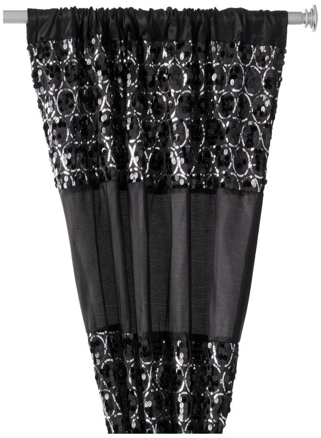 Popular Bath Sinatra Sequin Window Curtain with Tiebacks, Black, 36x54 Inches - Image 3