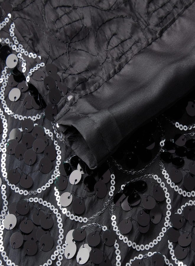 Popular Bath Sinatra Sequin Window Curtain with Tiebacks, Black, 36x54 Inches - Image 4