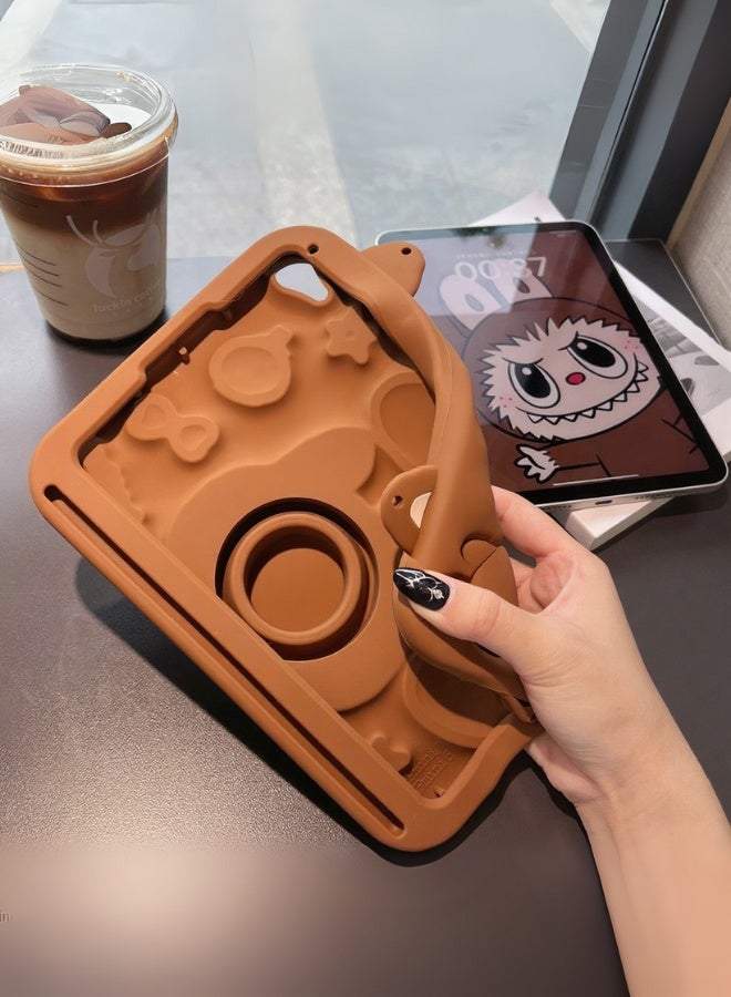 For Redmi Pad Se 11 Inch Children's Tablet Protective -3-in-1 Multi Grip (Handle/Stand/Pen tray) & Anti-drop and sandstorm Proof - Child-Safe BPA-Free EVA Foam - Lightweight Design - FREE School Bag Strap + Anti-Glare Screen Protector + Kids Stylus-Designed For Children-Brown  - Image 4