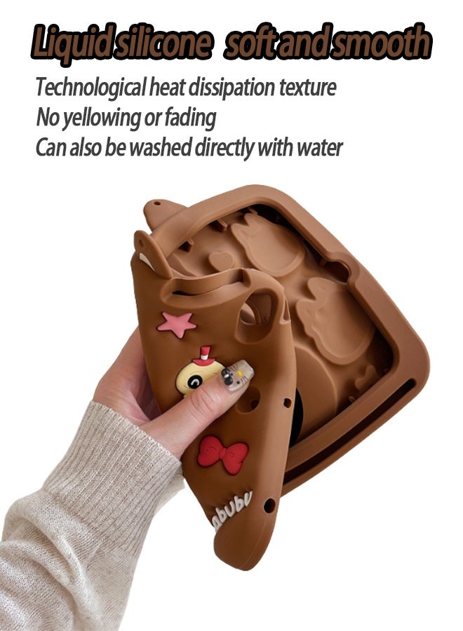 Case For Redmi Pad SE 11 Inch Kids Tablet Protective Cover-Labubu, Tab Case With 3-In-1 Multi Grip (Handle/Stand/Pen Tray), Anti-Drop And Sandstorm Proof Bpa-Free Eva Foam - Lightweight Design, Free School Bag Strap Anti-Glare Screen Protector Kids Stylus Designed For Children-Brown - Image 4