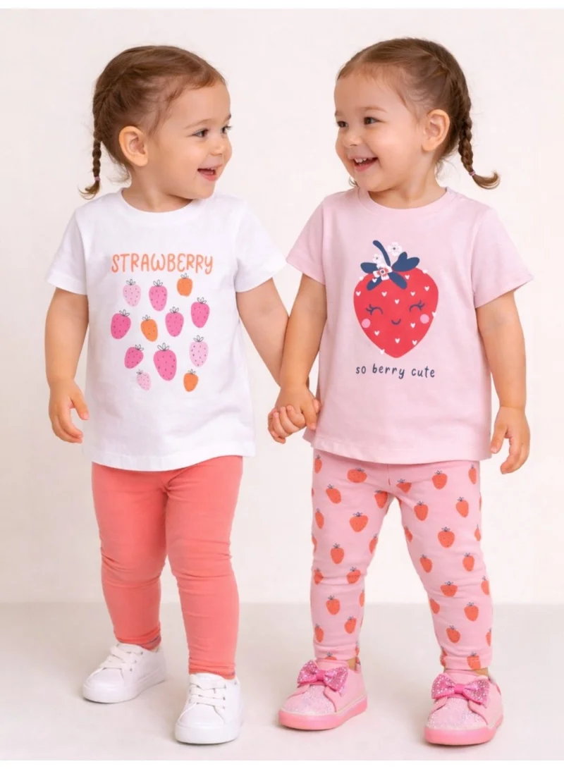 Victor And Jane  Girls’ Multipack (2 Pack) – Graphic T-Shirts & Leggings Set (Basic Fit) for Women | Best Price UAE