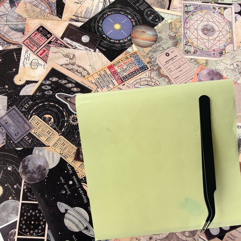 SIGUJAYGE TIYPKE 200pcs Aesthetic Stickers - Vintage Scrapbook Stickers for Journaling, Bullet Journals, Scrapbooking, Space & Moon Themes - Image 2